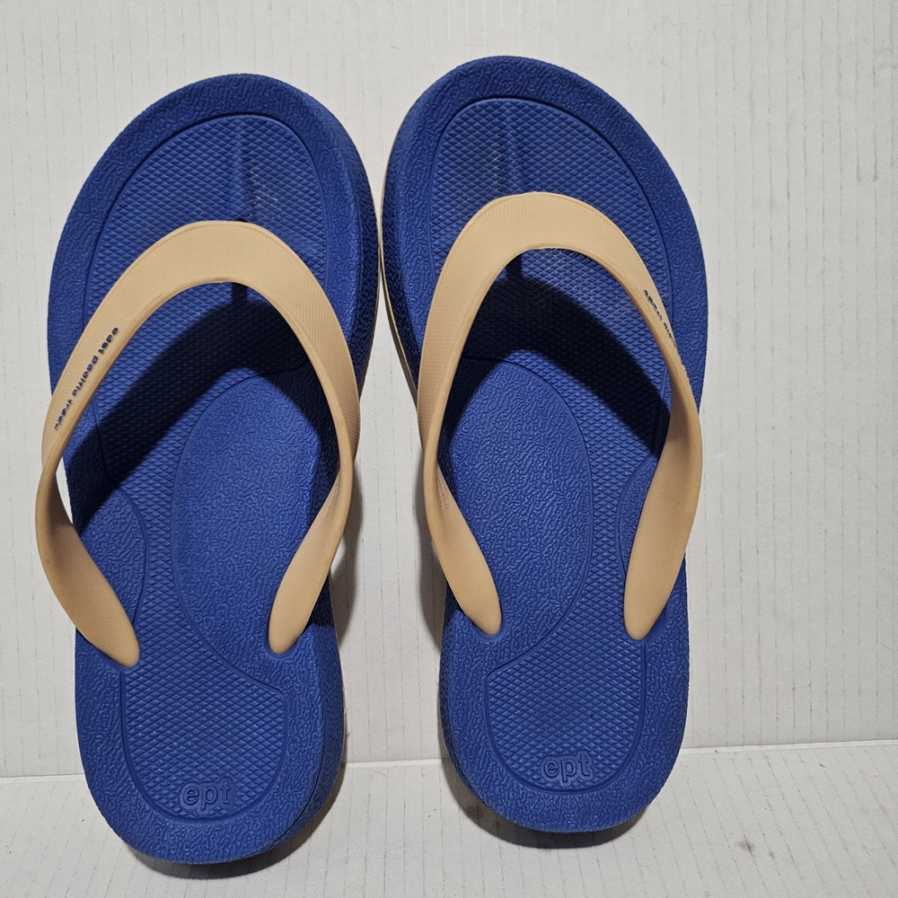 East Pacific Trade Malibu Blue Tan Unisex Flip flops sandals Sz women's 8 mens 7 - Picture 6 of 11